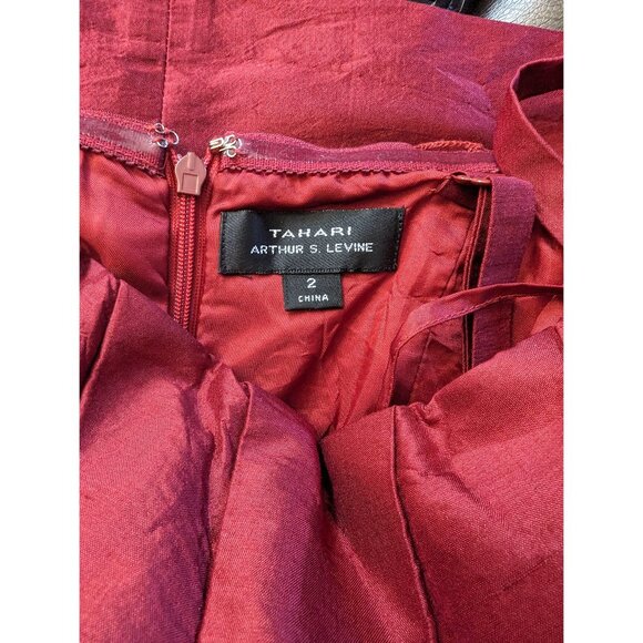 Tahari Detachable Strap A Line Fit Flare Red Dress Size 2 - Picture 4 of 8